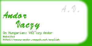 andor vaczy business card